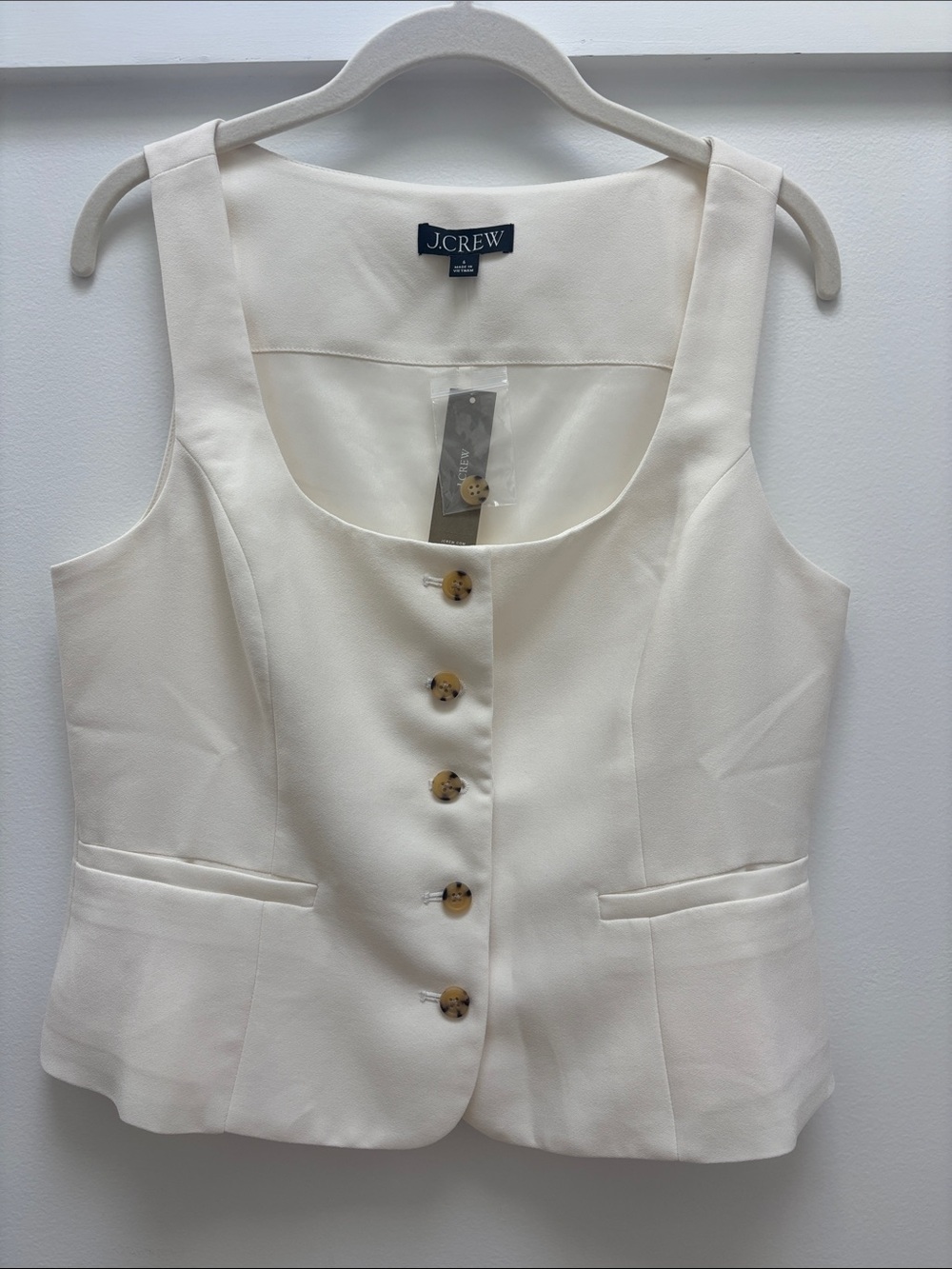 NWT J. Crew Ivory Button-Front Tailored Vest